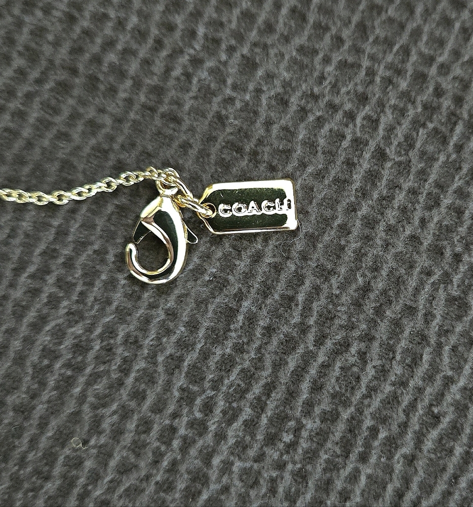 Coach Raised Gold💛 Slider Disc💿 Pendant Necklace - NIB - Picture 11 of 16